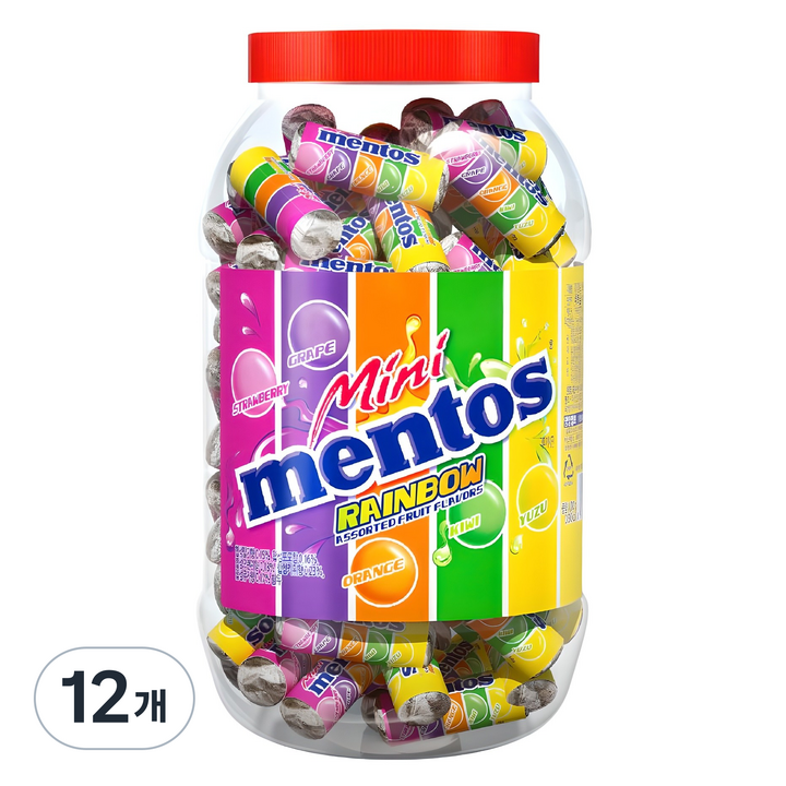 멘토스 미니 레인보우 츄잉캔디, 1kg, 12개