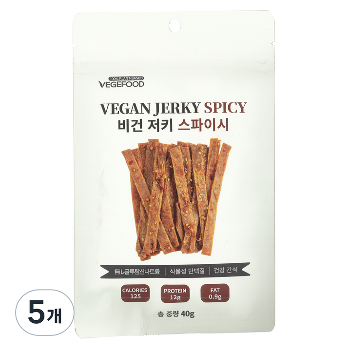 베지푸드 비건 저키 스파이시 육포, 40g, 5개