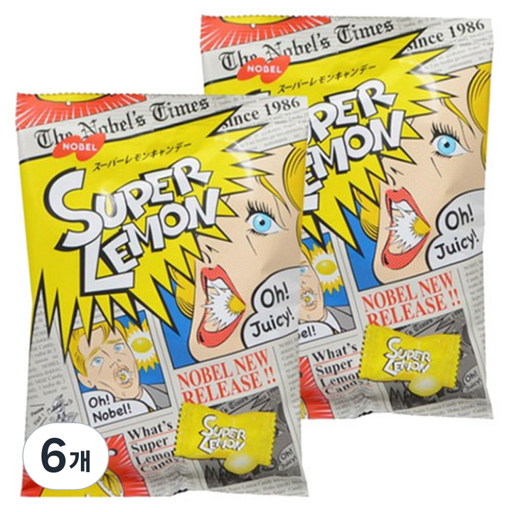 노벨 슈퍼 레몬 캔디, 79.8g, 6개