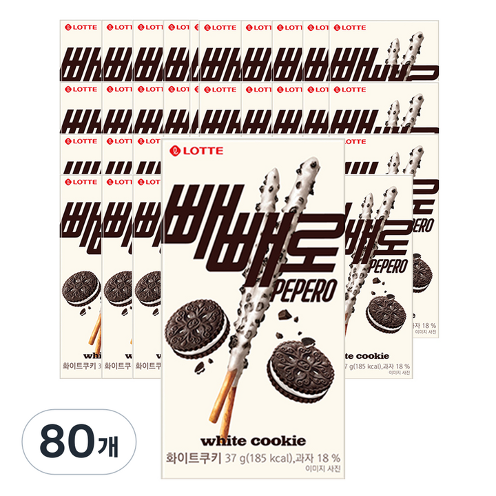 빼빼로 화이트 쿠키, 37g, 80개