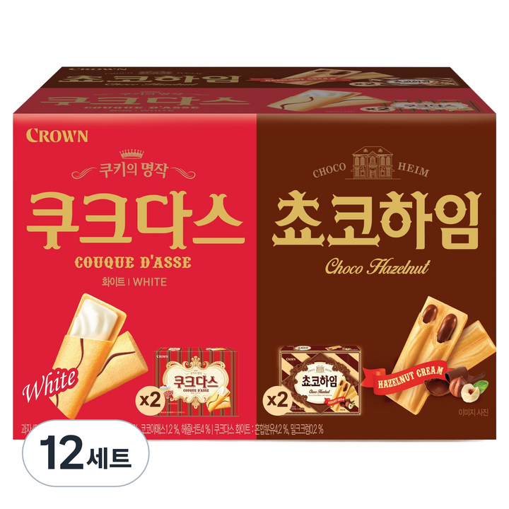 크라운 하임 쿠크 사무실 간식 세트, 540g, 12세트