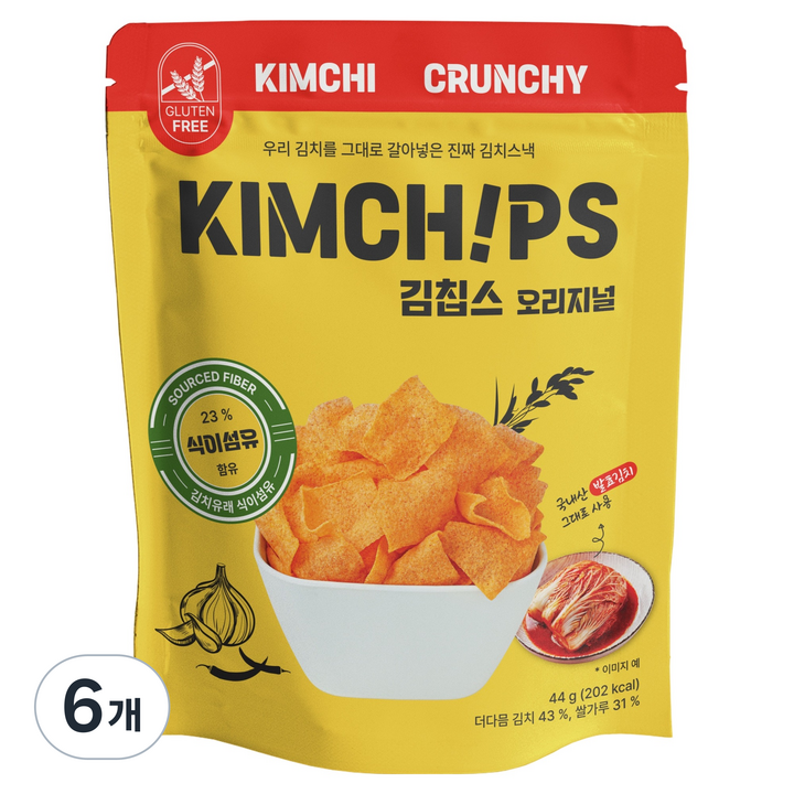 김칩스 더다믐 김치부각, 44g, 6개