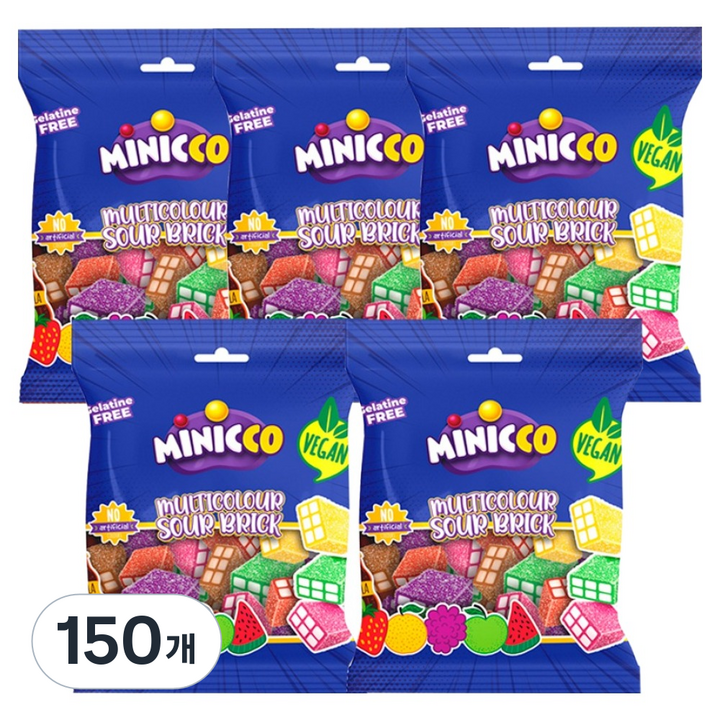 미니꼬 멀티컬러 사우어 브릭 비건젤리, 50g, 150개