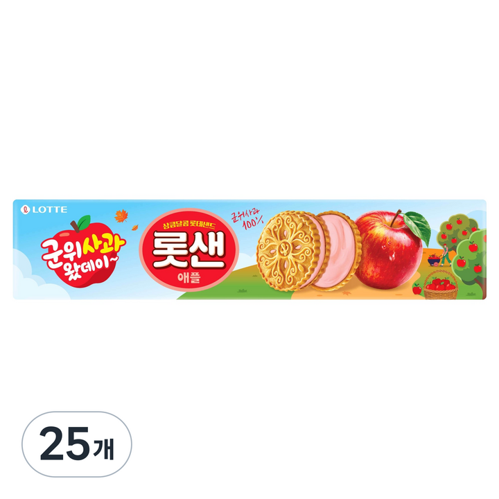 롯데웰푸드 롯샌 군위사과 애플, 105g, 25개