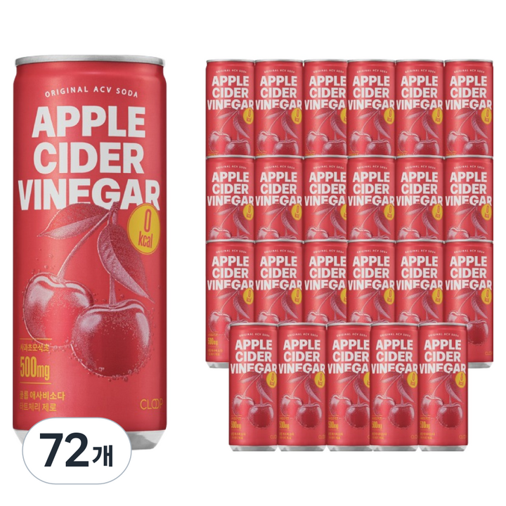 클룹 애사비소다 타트체리 제로 탄산음료, 250ml, 72개
