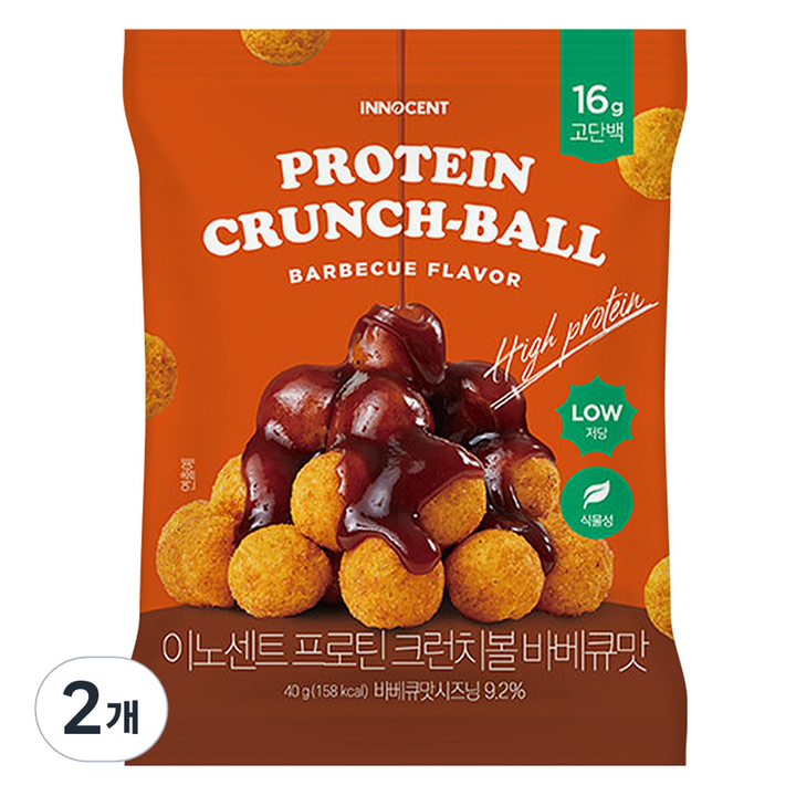 인테이크 이노센트 프로틴 크런치볼 바베큐맛, 2개, 40g