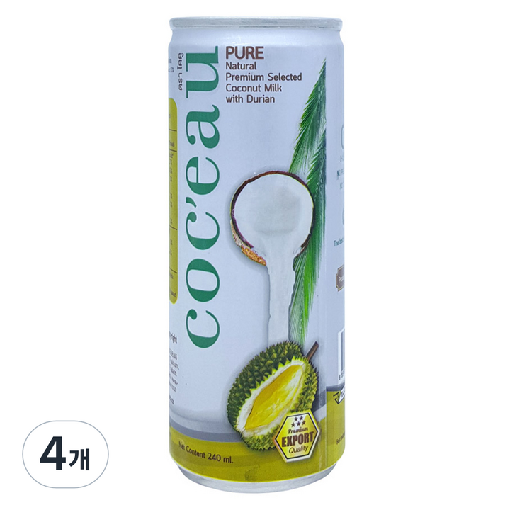코쿠 코코넛밀크 드링크 두리안, 240ml, 4개