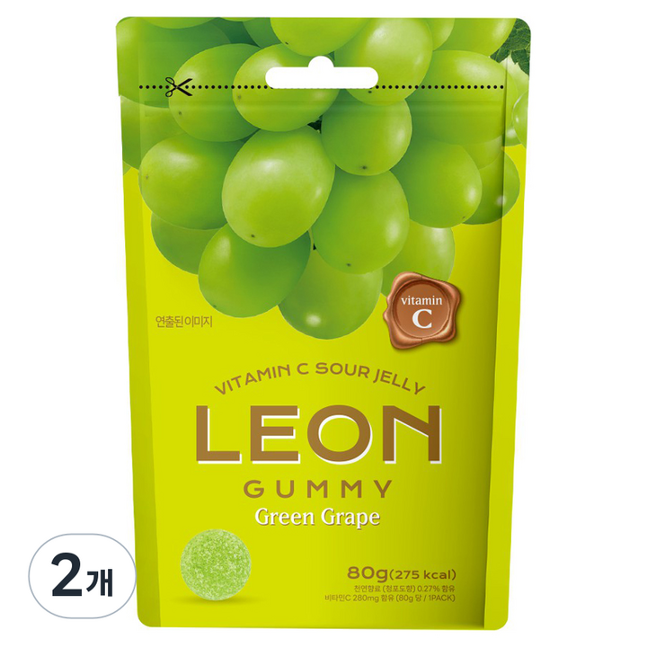 레옹 사우어 비타민C 청포도 젤리, 2개, 80g