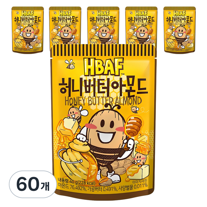 바프 허니버터 아몬드, 40g, 60개