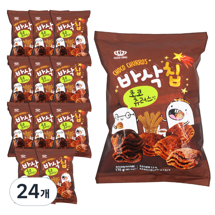 푸드킹 바삭칩 초코 츄러스맛, 170g, 24개