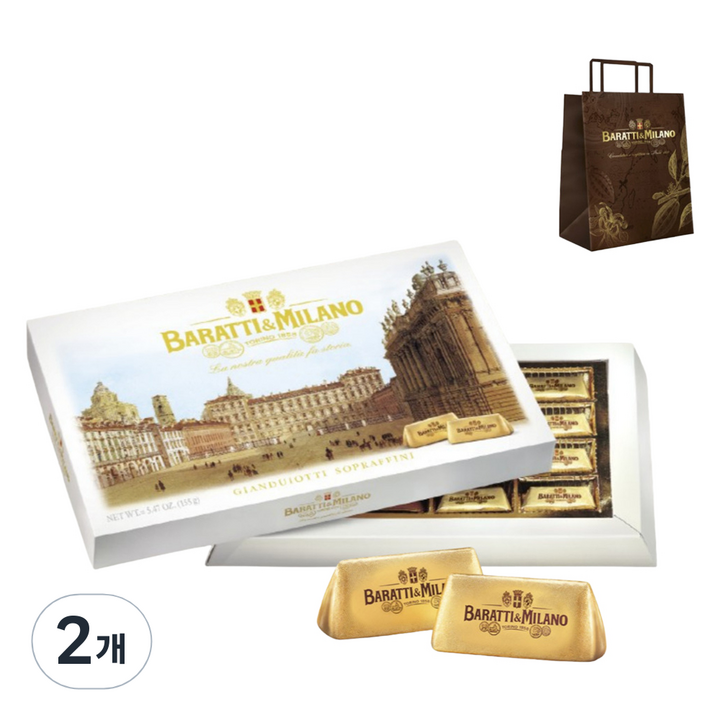 바라티앤밀라노 카스텔로 잔두야 기프트 초콜릿 + 쇼핑백, 155g, 2개