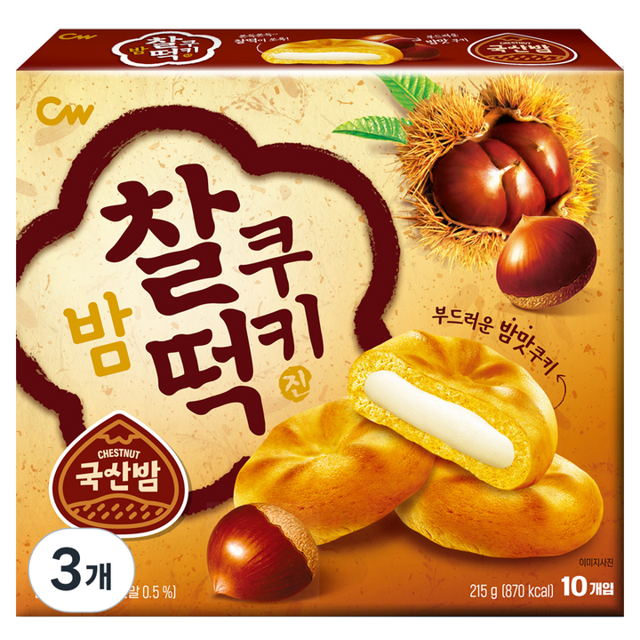 청우식품 찰떡쿠키 밤, 215g, 3개