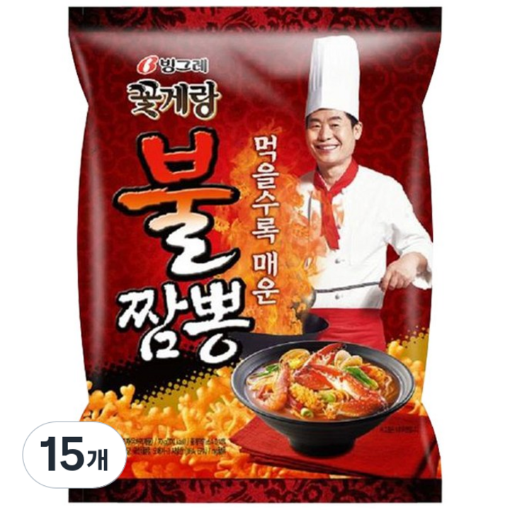 빙그레 꽃게랑 불짬뽕맛, 70g, 15개