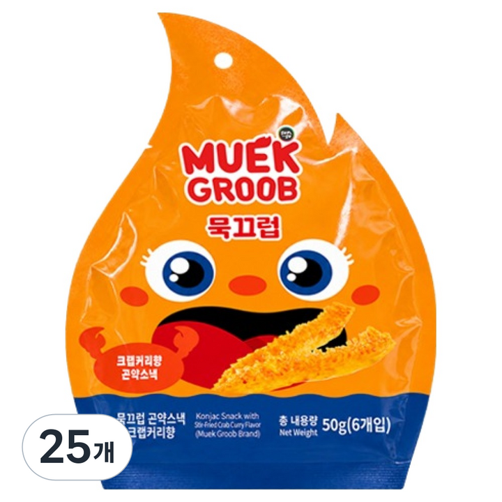 묵끄럽 곤약스낵 크랩커리맛 6개입, 50g, 25개