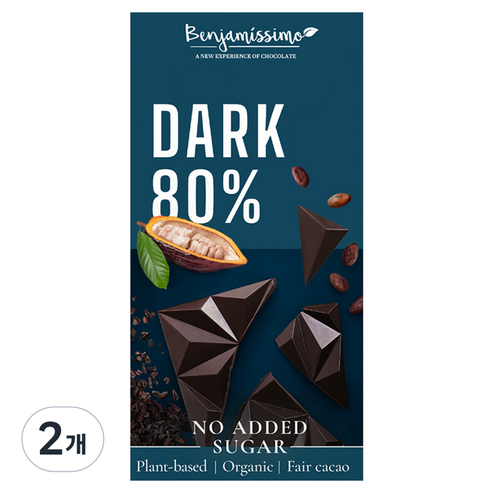 벤자미시모 유기농 다크 80% 초콜릿, 60g, 2개