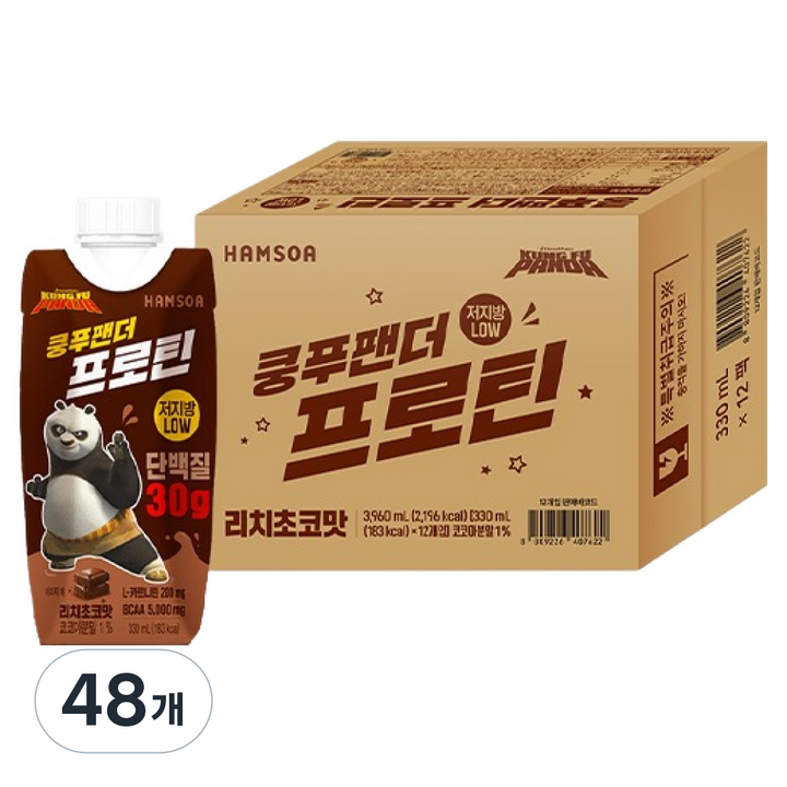 함소아 쿵푸팬더 프로틴 리치초코맛, 48개, 330ml