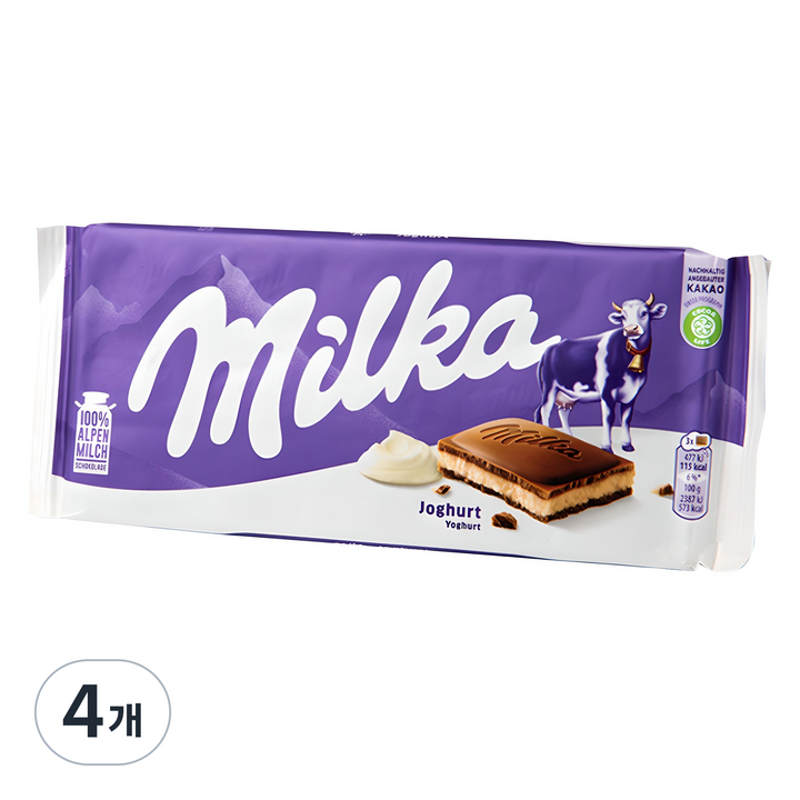 밀카 초콜릿 요거트, 100g, 4개