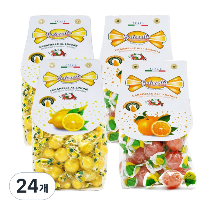 골로셀라 캔디 레몬 200g x 2p + 오렌지 200g x 2p 세트, 24개