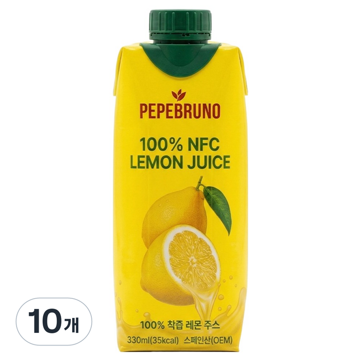 페페브루노 100% NFC 레몬 주스, 10개, 330ml