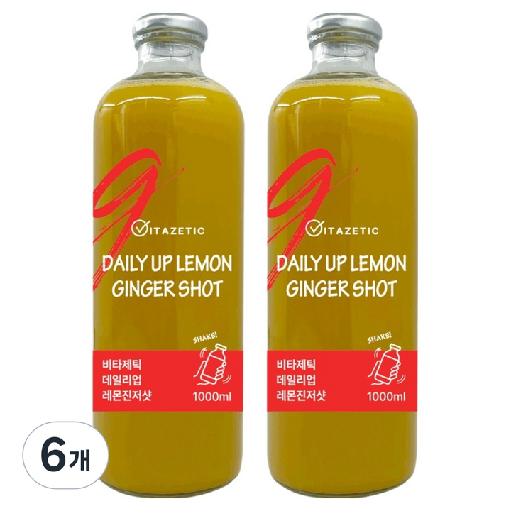 비타제틱 데일리업 레몬진저샷 생강 커큐민, 6개, 1L