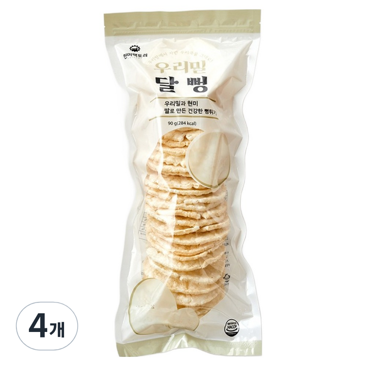 현미팩토리 우리밀 달뻥, 90g, 4개