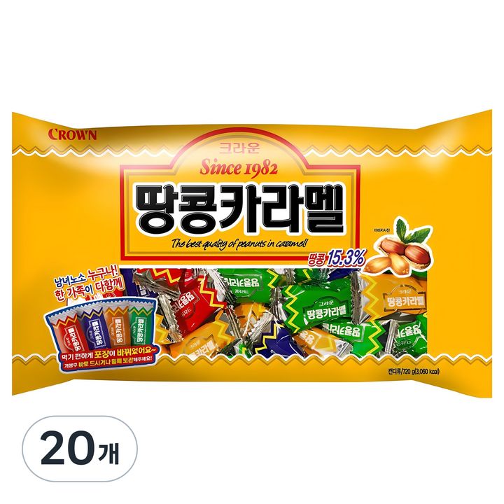 크라운 땅콩카라멜, 720g, 20개