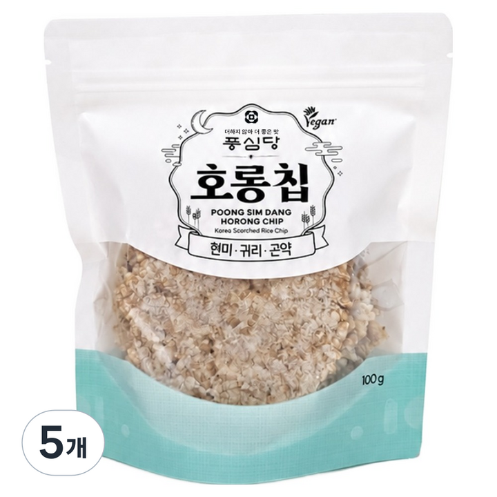 풍심당 현미 + 귀리 + 곤약 누룽지 호롱칩 18p, 100g, 5개