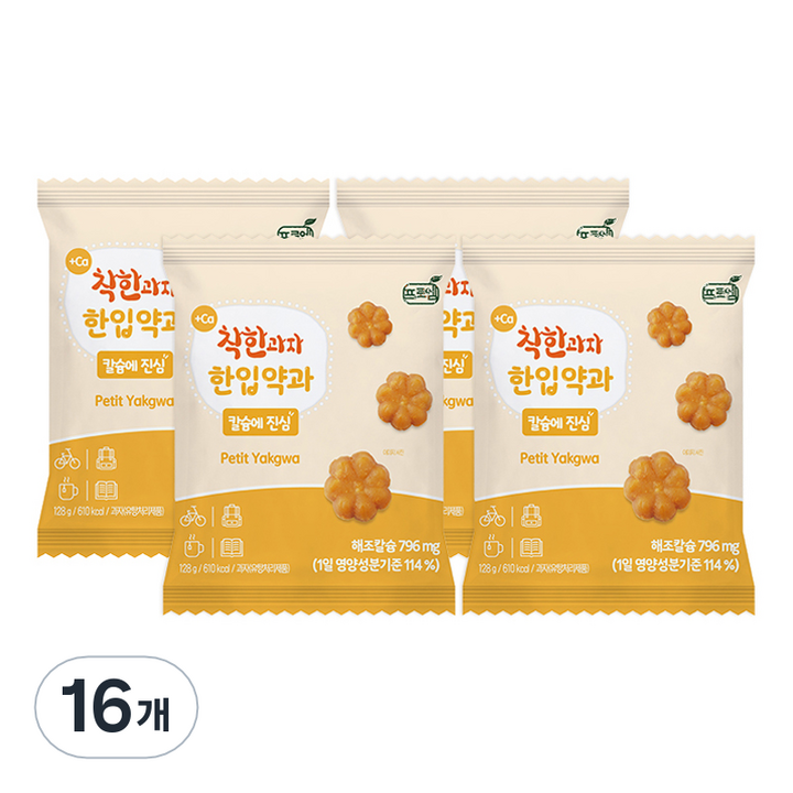 프로엠 착한과자 한입약과, 128g, 16개