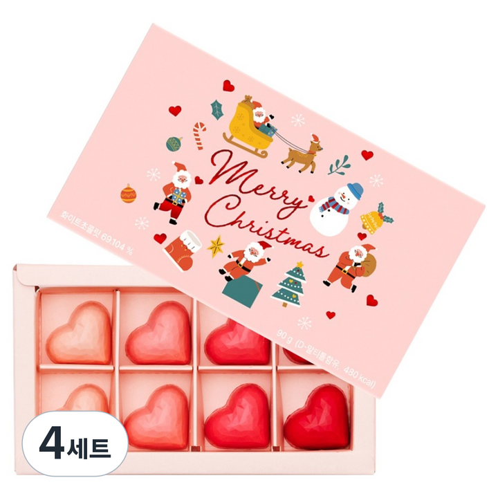 카카오리퍼블릭 크리스마스 스위트하트 수제초콜릿 4종 x 2p 선물세트, 4세트