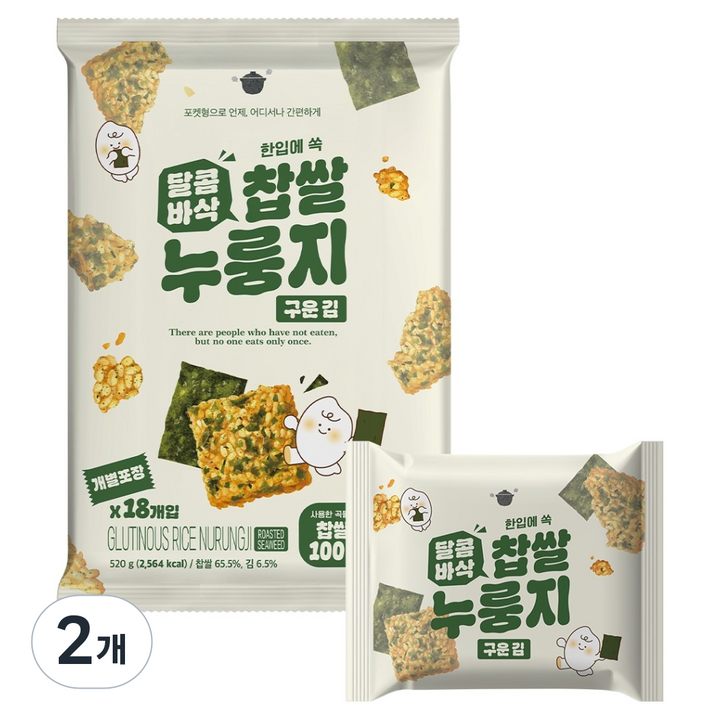 달콤바삭 찹쌀누룽지 구운김, 520g, 2개