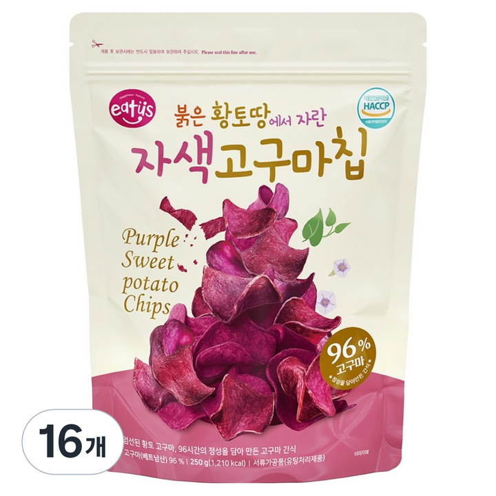 이더스 자색 고구마칩, 250g, 16개