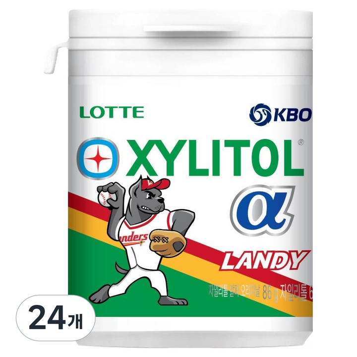 롯데자일리톨 KBO 알파 오리지날 껌 SSG 랜더스, 86g, 24개