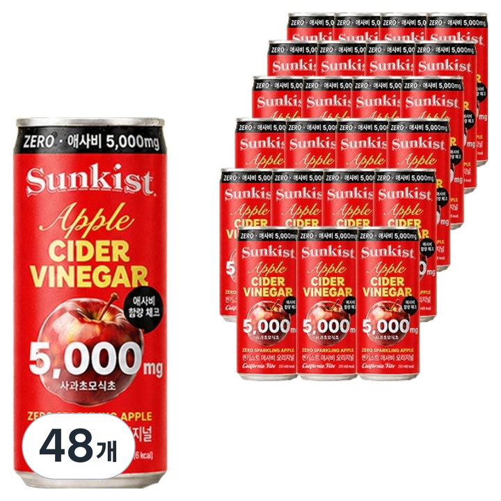 썬키스트 애사비 제로 스파클링 오리지널, 250ml, 48개