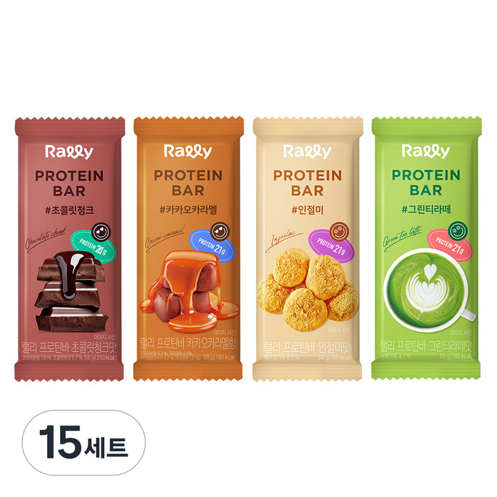 Rally 프로틴바 4종 세트, 58g, 15세트