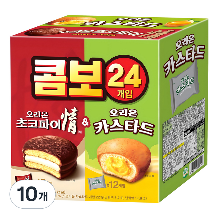 오리온 콤보 초코파이 정 12p + 카스타드 12p, 744g, 10개