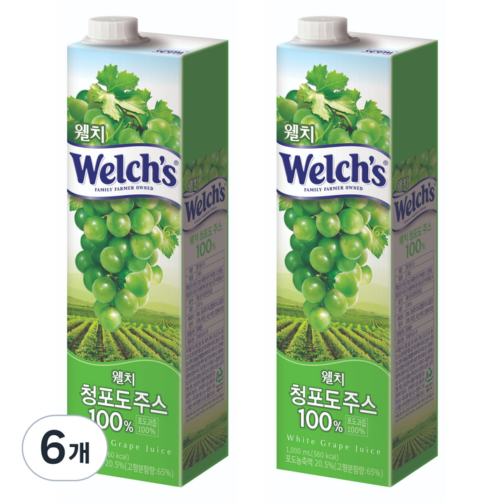 웰치 청포도 주스, 1L, 6개