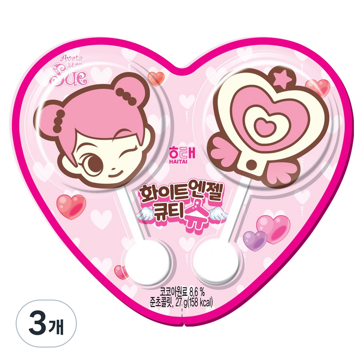 해태제과 화이트엔젤 큐티 슈 초콜릿, 27g, 3개