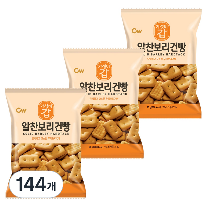 청우식품 알찬보리건빵 과자, 90g, 144개