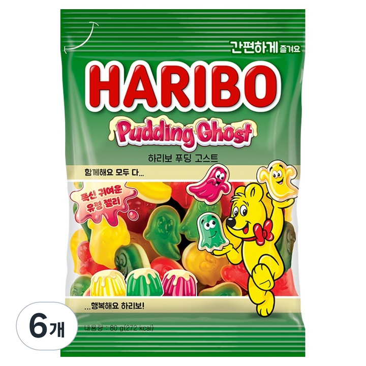 하리보 푸딩 고스트 젤리, 80g, 6개