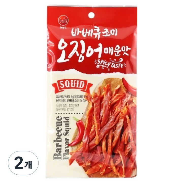 썬푸드 바베큐 조미오징어 매운맛, 30g, 2개