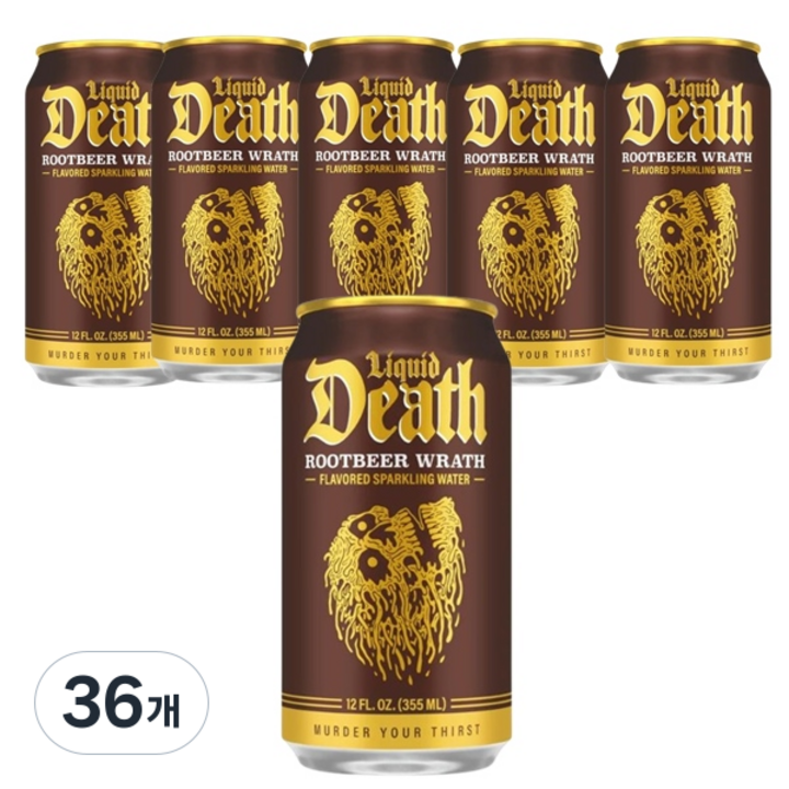 리퀴드데스 루트비어향 스파클링 워터, 36개, 355ml