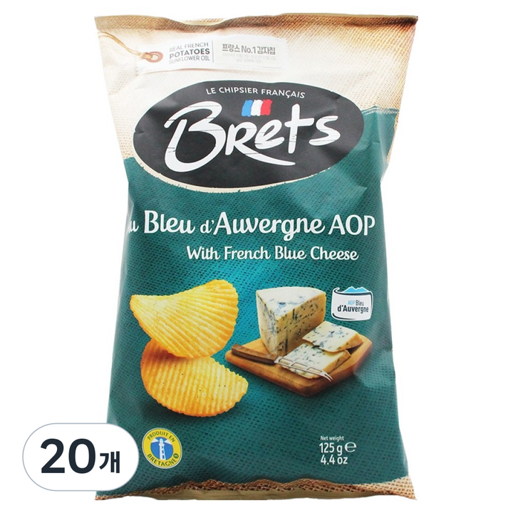 브렛츠 블루 도베르뉴 PDO 감자칩, 125g, 20개