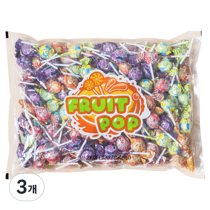 푸루트팝 롤리팝 과일맛, 2kg, 3개
