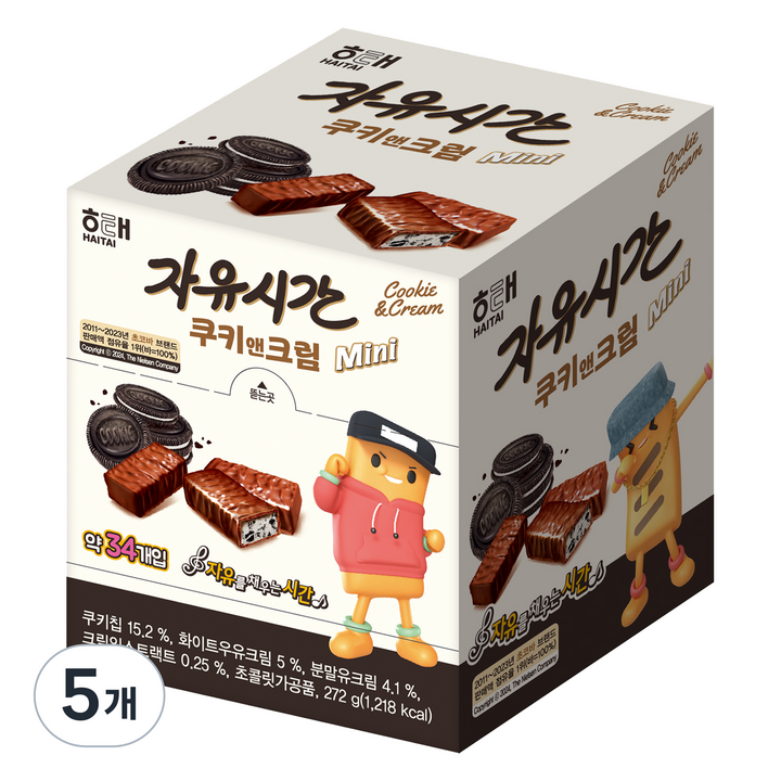 자유시간 미니 쿠키앤크림, 272g, 5개