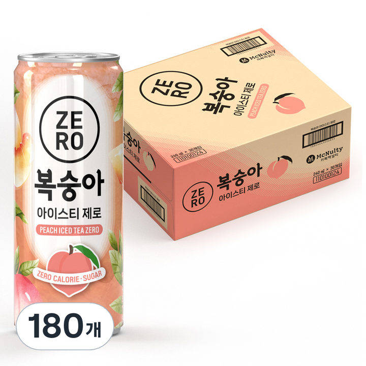 맥널티커피 복숭아 아이스티 제로, 240ml, 180개