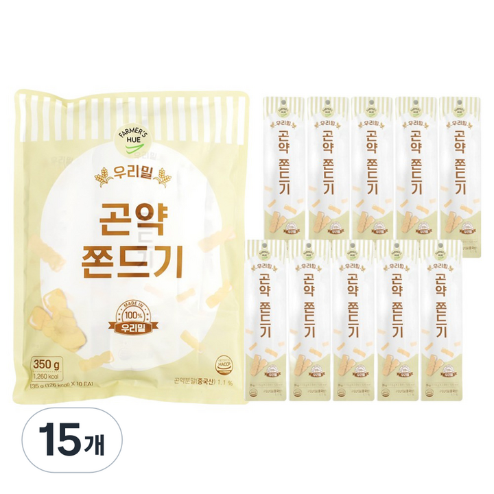 파머스휴 우리밀 100% 곤약 쫀드기 10p, 350g, 15개