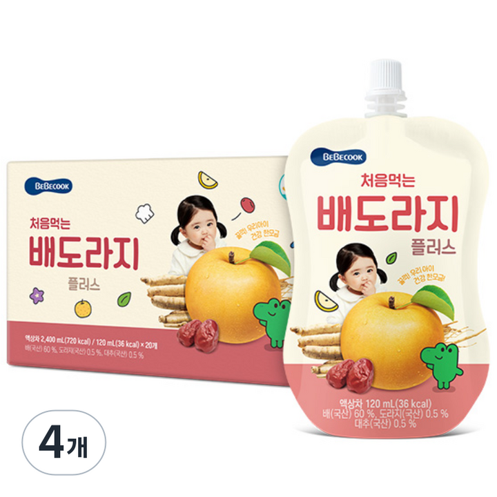 베베쿡 처음먹는 배도라지 플러스 주스, 120ml, 80개
