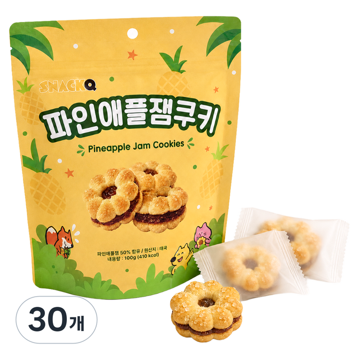 스낵큐 파인애플 잼쿠키, 30개, 100g