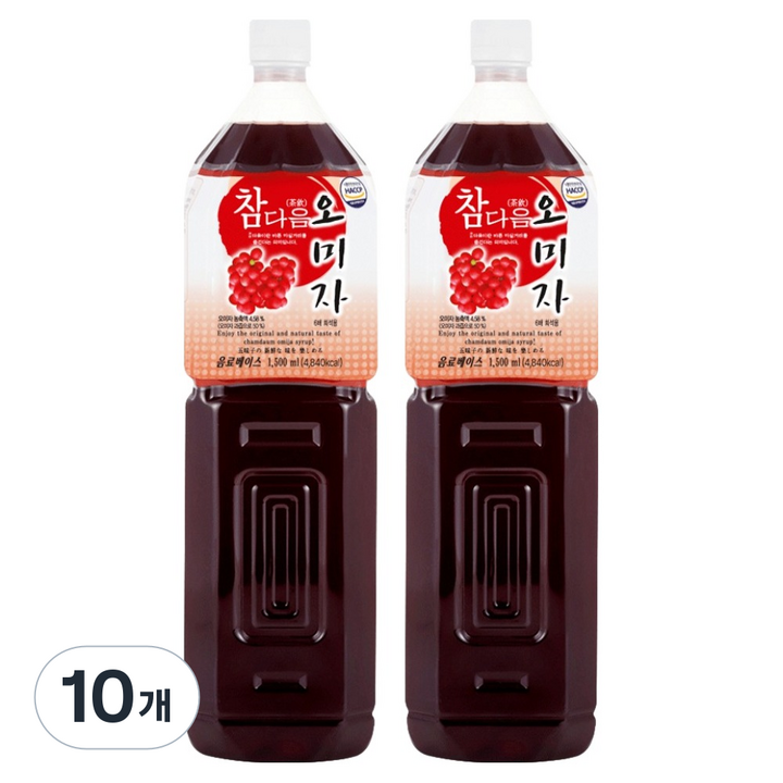참다음 오미자 음료베이스, 1.5L, 10개