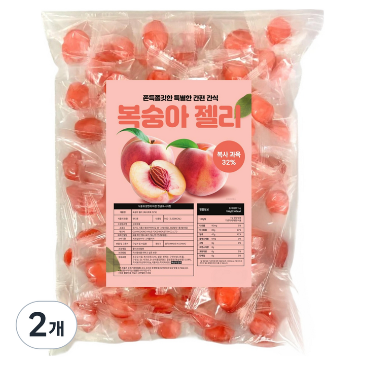 복사과육 32% 복숭아 젤리, 2개, 1kg